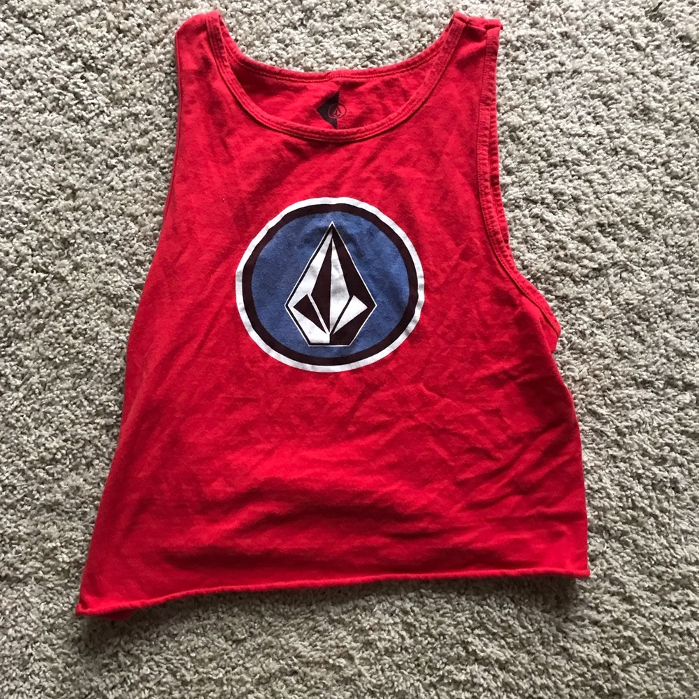 Volcom red crop tank top XL